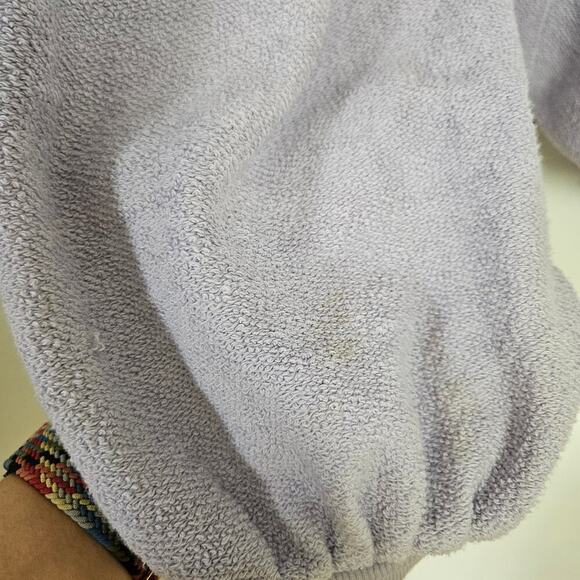 Free People Sleeves Like These Terry Pullover M Lavender Purpole Puff Cropped - Picture 6 of 8